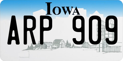 IA license plate ARP909