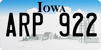 IA license plate ARP922