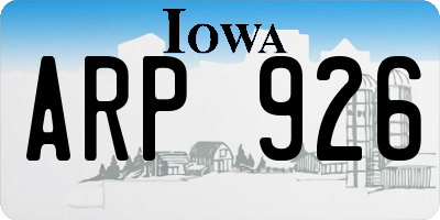 IA license plate ARP926
