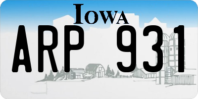 IA license plate ARP931