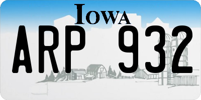 IA license plate ARP932