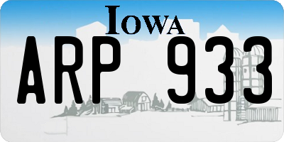 IA license plate ARP933