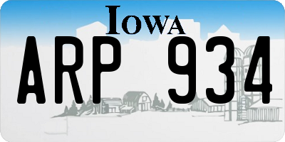 IA license plate ARP934
