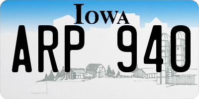 IA license plate ARP940