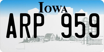 IA license plate ARP959