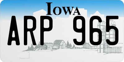 IA license plate ARP965