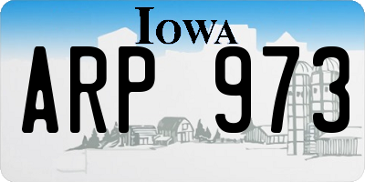 IA license plate ARP973