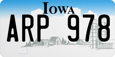 IA license plate ARP978