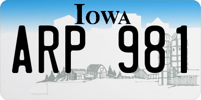 IA license plate ARP981