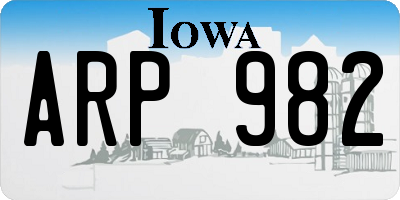 IA license plate ARP982