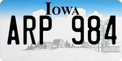 IA license plate ARP984