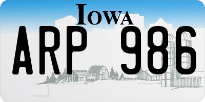 IA license plate ARP986