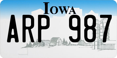 IA license plate ARP987