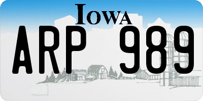 IA license plate ARP989