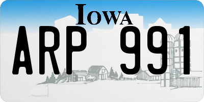 IA license plate ARP991