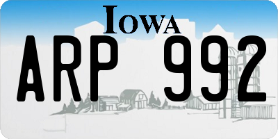 IA license plate ARP992