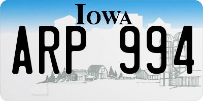 IA license plate ARP994