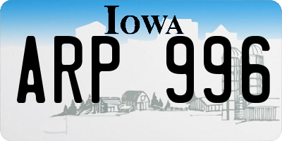 IA license plate ARP996