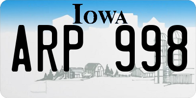 IA license plate ARP998