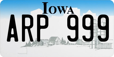 IA license plate ARP999