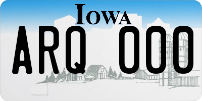 IA license plate ARQ000