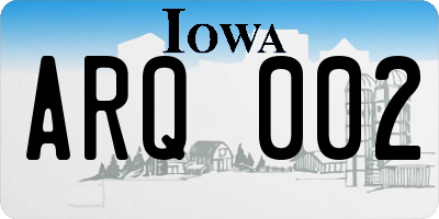 IA license plate ARQ002