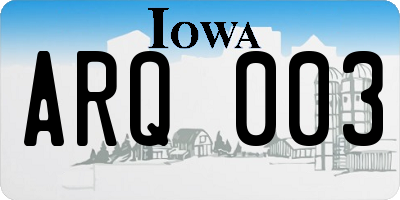 IA license plate ARQ003