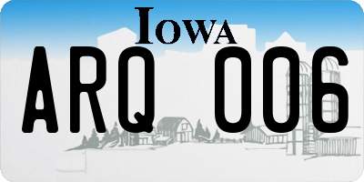 IA license plate ARQ006