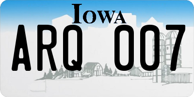 IA license plate ARQ007