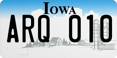IA license plate ARQ010