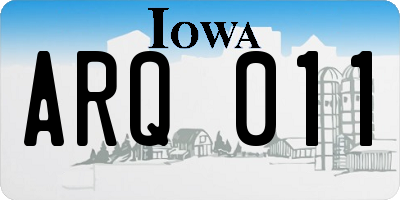 IA license plate ARQ011