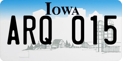 IA license plate ARQ015