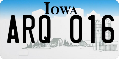 IA license plate ARQ016