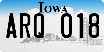 IA license plate ARQ018