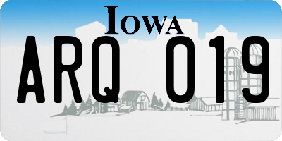 IA license plate ARQ019
