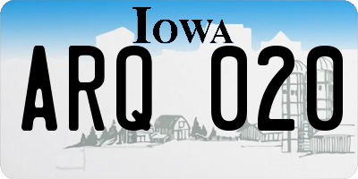 IA license plate ARQ020