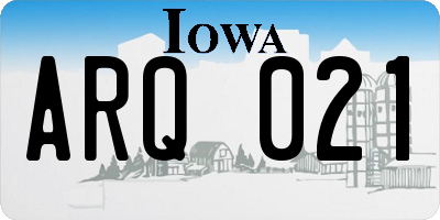 IA license plate ARQ021