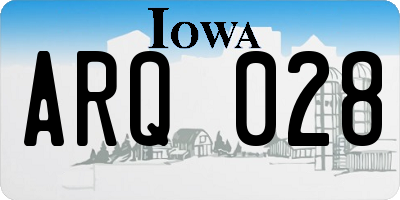 IA license plate ARQ028