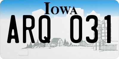IA license plate ARQ031