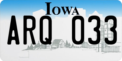 IA license plate ARQ033