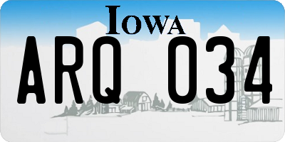 IA license plate ARQ034