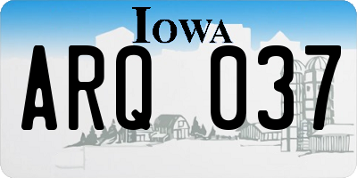 IA license plate ARQ037