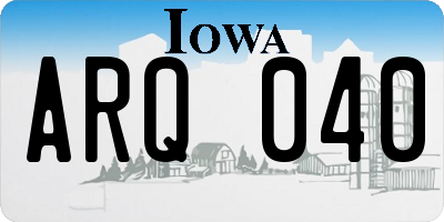 IA license plate ARQ040