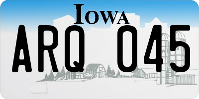 IA license plate ARQ045