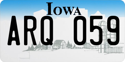 IA license plate ARQ059