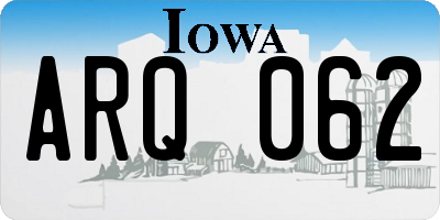 IA license plate ARQ062