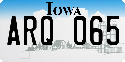 IA license plate ARQ065