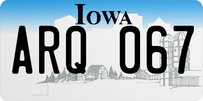 IA license plate ARQ067