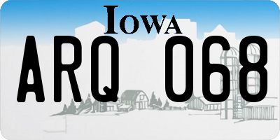 IA license plate ARQ068