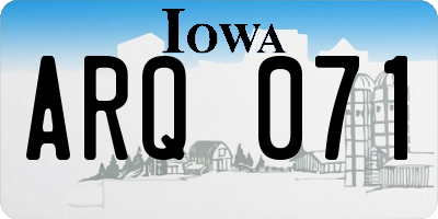 IA license plate ARQ071